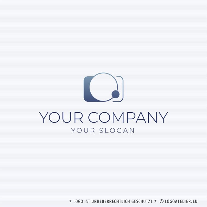 Logo Fotografie Kamera Minimalistisch Modern Blau Kreativ Erinnerungen Technik Kunst Fertiges Logo kaufen Logoshop Logoatelier
