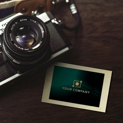 Logo Fotografie Kamera Minimalistisch Modern Blau Kreativ Erinnerungen Technik Kunst Abstrakt Rechteck Kreise Fertiges Logo kaufen Logoshop Logoatelier