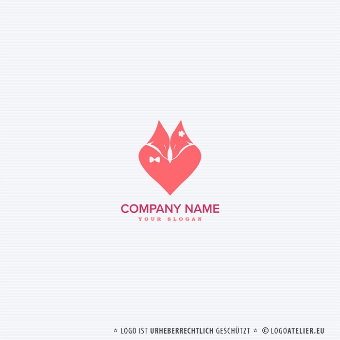 Logo Fuchs Hochzeit Liebe Ewig Familie Tiere Fertiges Logo kaufen Logoshop Logoatelier