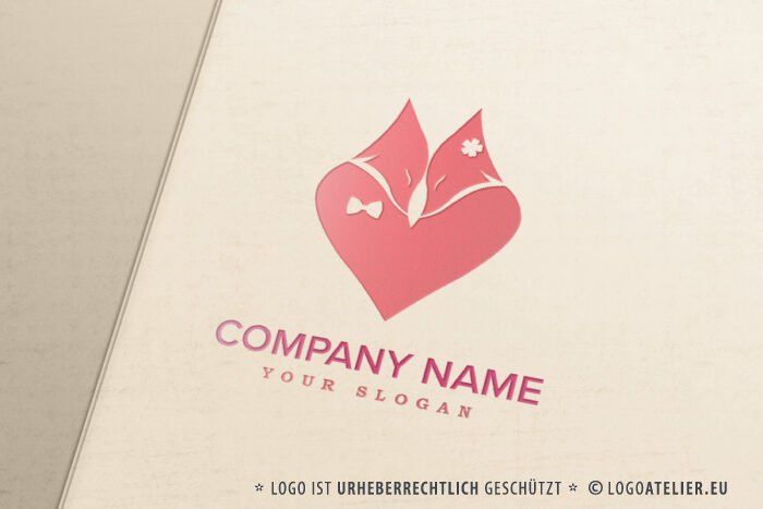 Logo Fuchs Hochzeit Liebe Ewig Familie Tiere Fertiges Logo kaufen Logoshop Logoatelier