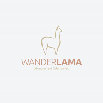 Logo Gezeichnetes Lama Alpaka Liebe Abenteuer Tiere Ruhe Glück Gelassenheit Innere Balance Spucken Fertiges Logo kaufen Logoshop Logoatelier.eu