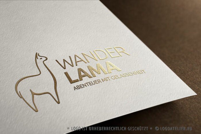 Logo Gezeichnetes Lama Alpaka Liebe Abenteuer Tiere Ruhe Glück Gelassenheit Innere Balance Spucken Fertiges Logo kaufen Logoshop Logoatelier.eu