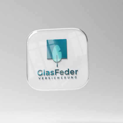 Logo Glas Feder Geometrie Technik Vertrauen Business Kraft Planung Fertiges Logo kaufen Logoshop Logoatelier