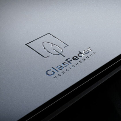 Logo Glas Feder Geometrie Technik Vertrauen Business Kraft Planung Fertiges Logo kaufen Logoshop Logoatelier