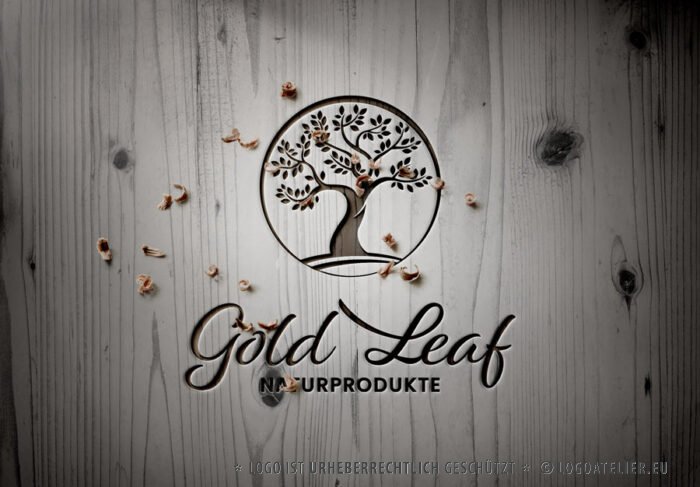 Logo Goldener Baum Blätter Natur Naturprodukte Kreis Wachsen Mächtig Gesund Natürlich Spirituelles Logo kaufen Logoshop Logoatelier