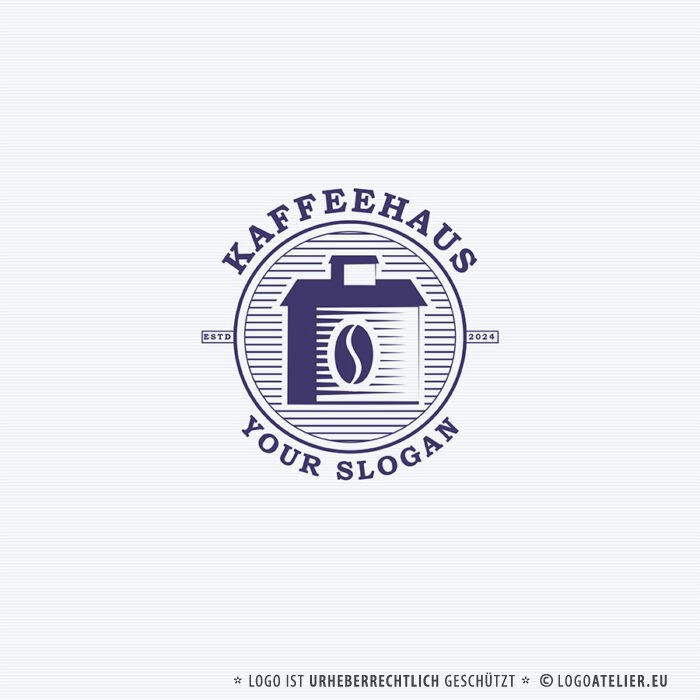 Logo Kaffee Haus Klassisch Retro Vintage Edel Emblem Kaffeehaus Fertiges Logo kaufen Logoshop Logoatelier