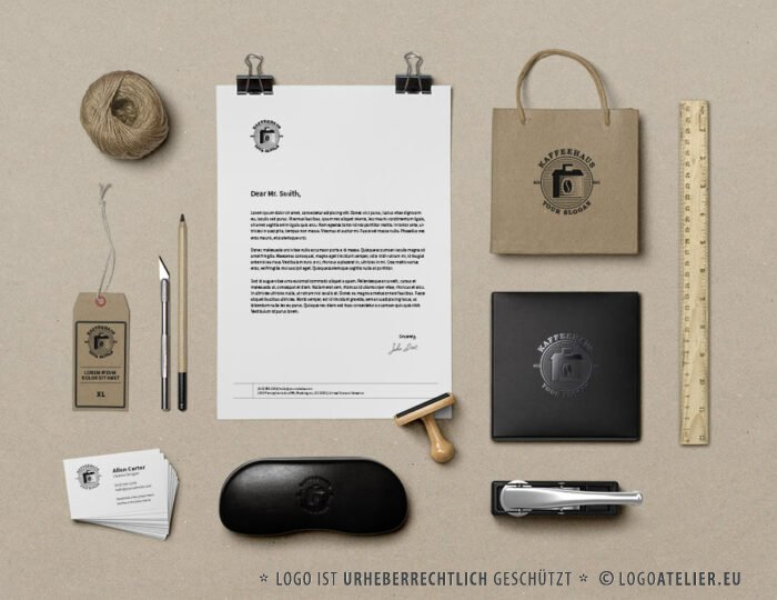 Logo Kaffee Haus Klassisch Retro Vintage Edel Emblem Kaffeehaus Fertiges Logo kaufen Logoshop Logoatelier