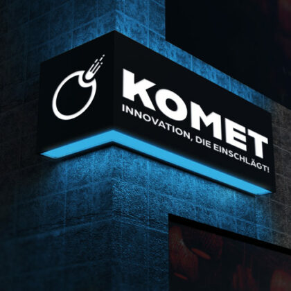 Logo Komet Innovation Einschlag Kraft Power Explosion Bewegung Geschwindigkeit Kraftvoll Sterne Macht Dynamik Fertiges Logo kaufen Logoshop Logoatelier.eu