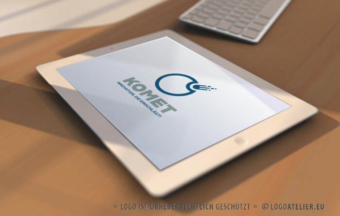 Logo Komet Innovation Einschlag Kraft Power Explosion Bewegung Geschwindigkeit Kraftvoll Sterne Macht Dynamik Fertiges Logo kaufen Logoshop Logoatelier.eu