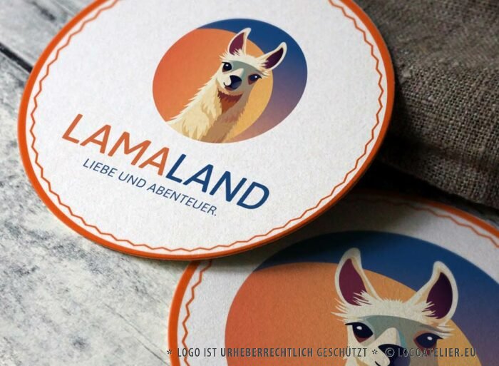 Logo Lama Alpaka Liebe Abenteuer Tiere Ruhe Glück Gelassenheit Innere Balance Niedliches Logo kaufen Logoshop Logoatelier.de