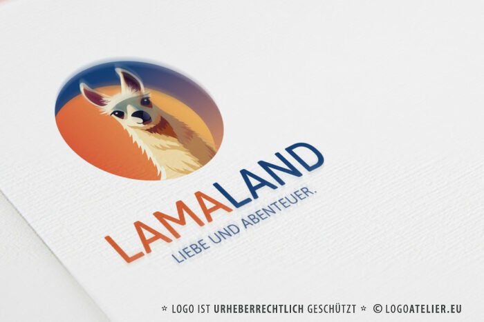 Logo Lama Alpaka Liebe Abenteuer Tiere Ruhe Glück Gelassenheit Innere Balance Niedliches Logo kaufen Logoshop Logoatelier.de