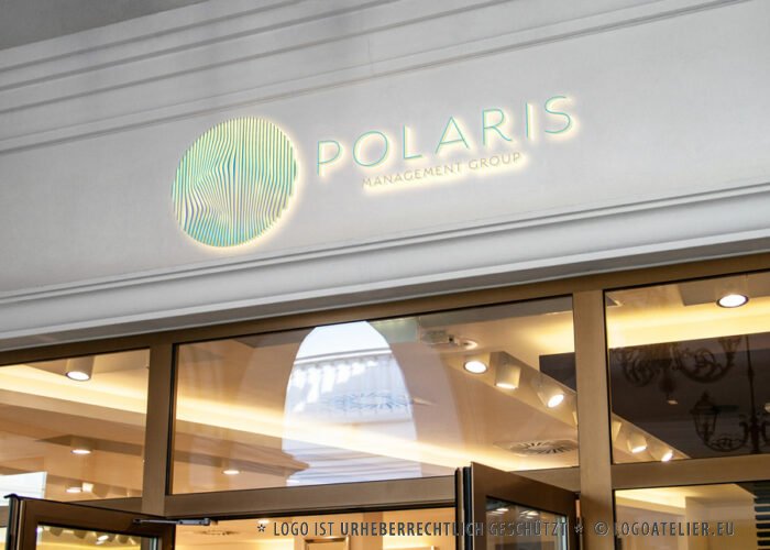 Logo Polarstern Polaris Nordstern Nordlichter Aurora Südlicht Linien Kreis Nordpol Kühl Nacht Himmel Fertiges Logo kaufen Logoshop LogoAtelier.eu