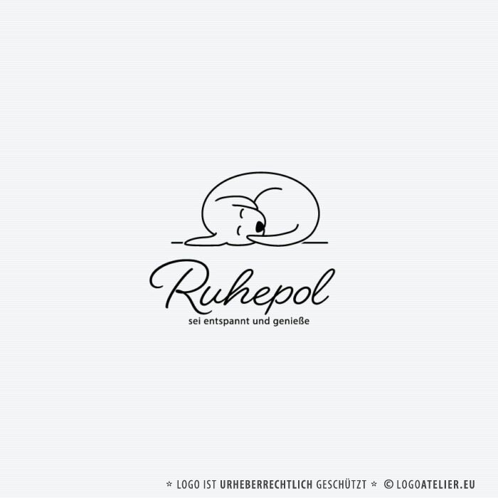 Logo Ruhepol Hund Schlaf Stille Tiere Entspannung Genuß Harmonie Beruhigung Schlummern Ruhe Gelassenheit Fertiges Logo kaufen Logoshop Logoatelier.eu