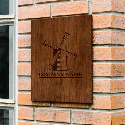 Logo Wind Mühle Retro Klassisch Architektur Energie Windmühle Getreide Vintage Bewegung Windkraft Windrad Fertiges Logo kaufen Logoshop Logoatelier