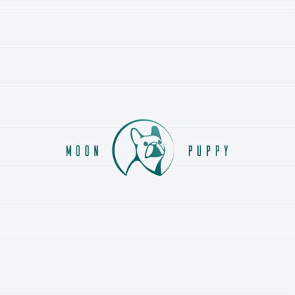 Logo süßer Hund Bulldogge Tiere Freundschaft Abenteuer Modern Blau Hunde Fertiges Logo kaufen Logoshop Logoatelier