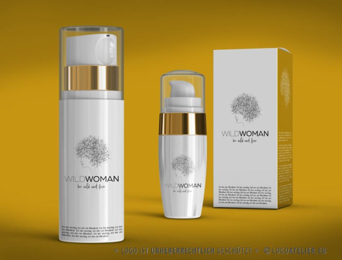 Frauenpower Logo Feminismus Freiheit Frauenkopf Freisein Wild Locken Haare Woman Free Weltfrauentag Management Gleichstellung Fertiges Logo kaufen Logoshop Logoatelier.eu