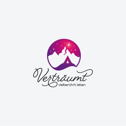 Logo Verträumt Sterne Zelt Nacht Campen Erholung Sterne Erholen Seele Berühren Polarlicht Pink Träumen Natürlich Fertiges Logo kaufen Logoshop Logoatelier.eu