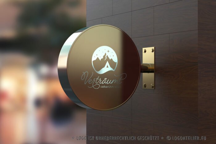 Logo Verträumt Sterne Zelt Nacht Campen Erholung Sterne Erholen Seele Berühren Polarlicht Pink Träumen Natürlich Fertiges Logo kaufen Logoshop Logoatelier.eu