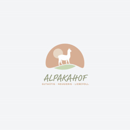 Logo gutmütiges Alpaka neugierig liebevoll freundlich intelligent sanft beruhigend putzig Freude Lama Bolivien Tiere Fertiges Logo kaufen Logoshop Logoatelier.eu