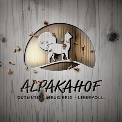 Logo gutmütiges Alpaka neugierig liebevoll freundlich intelligent sanft beruhigend putzig Freude Lama Bolivien Tiere Fertiges Logo kaufen Logoshop Logoatelier.eu