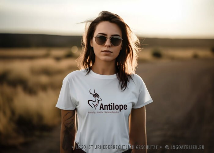 Anmutiges Logo Grazie Antilope Reh Bewegung Natürlich Harmonie Eleganz Inspirierend Anpassungsfähig Intuition Flexibel Stärke Schutz Fertiges Logo kaufen Logoshop Logoatelier.de