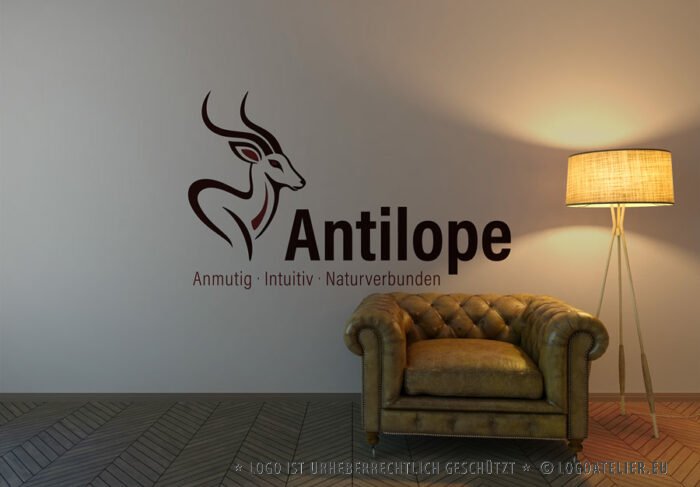 Anmutiges Logo Grazie Antilope Reh Bewegung Natürlich Harmonie Eleganz Inspirierend Anpassungsfähig Intuition Flexibel Stärke Schutz Fertiges Logo kaufen Logoshop Logoatelier.de