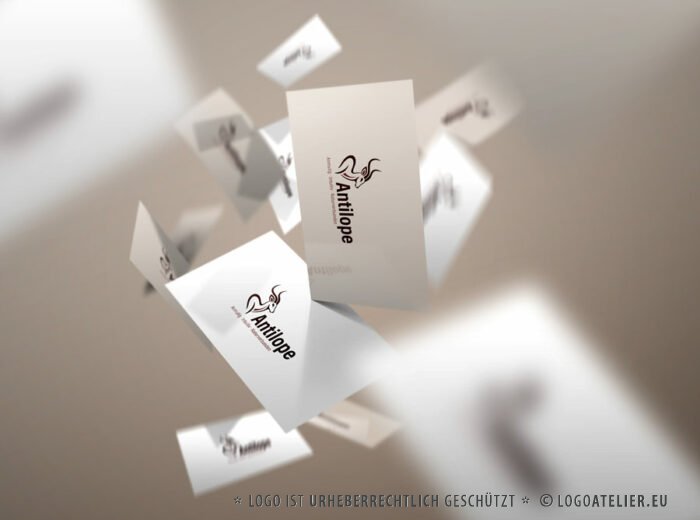 Anmutiges Logo Grazie Antilope Reh Bewegung Natürlich Harmonie Eleganz Inspirierend Anpassungsfähig Intuition Flexibel Stärke Schutz Fertiges Logo kaufen Logoshop Logoatelier.de