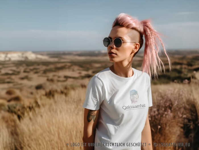 Logo Frauenkopf Gelassenheit Entspannt Frieden finden Geschehen lassen Ruhe Yoga Erholung Liebe Erkenntnis Spirituelles Logo kaufen Logoshop LogoAtelier.eu