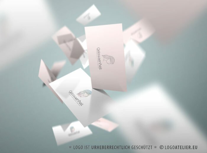 Logo Frauenkopf Gelassenheit Entspannt Frieden finden Geschehen lassen Ruhe Yoga Erholung Liebe Erkenntnis Spirituelles Logo kaufen Logoshop LogoAtelier.eu