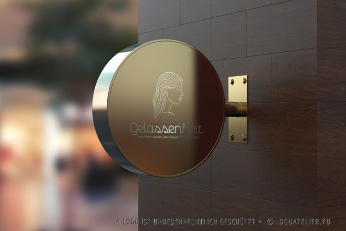 Logo Frauenkopf Gelassenheit Entspannt Frieden finden Geschehen lassen Ruhe Yoga Erholung Liebe Erkenntnis Spirituelles Logo kaufen Logoshop LogoAtelier.eu