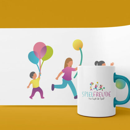Logo Kinder Spielen Freude Spaß Hüpfen Ball Luftballon Lernen Bewegen Kindlich Liebe Lebensfreude Fertiges Logo kaufen Logoshop Logoatelier.eu