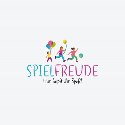 Logo Kinder Spielen Freude Spaß Hüpfen Ball Luftballon Lernen Bewegen Kindlich Liebe Lebensfreude Fertiges Logo kaufen Logoshop Logoatelier.eu