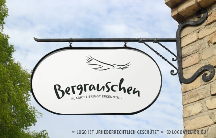 Logo Sinn des Lebens Klarheit Erkenntnis Adler Bergrauschen Berge Weisheit Gipfelrausch Höhenflug Wichtiges Identität Träume Ziele Freiheit Frieden Fertiges Logo kaufen Logoshop Logoatelier.eu