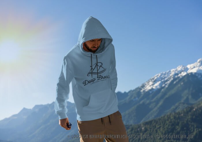 Durchatmen Logo Gipfel Meer Vogel Adler Sinn des Lebens Klarheit Erkenntnis Berge Urlaub Erholung Weisheit Entspannung Wichtiges Identität Ziele Freiheit Fertiges Logo kaufen Logoshop Logoatelier.de