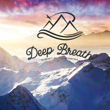 Durchatmen Logo Gipfel Meer Vogel Adler Sinn des Lebens Klarheit Erkenntnis Berge Urlaub Erholung Weisheit Entspannung Wichtiges Identität Ziele Freiheit Fertiges Logo kaufen Logoshop Logoatelier.de