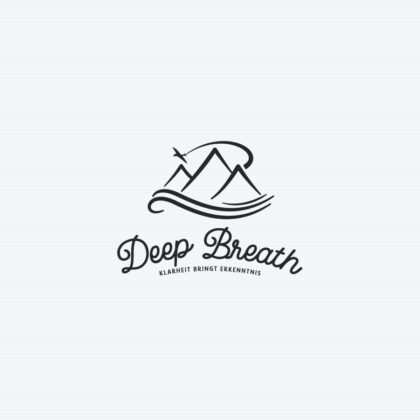 Durchatmen Logo Gipfel Meer Vogel Adler Sinn des Lebens Klarheit Erkenntnis Berge Urlaub Erholung Weisheit Entspannung Wichtiges Identität Ziele Freiheit Fertiges Logo kaufen Logoshop Logoatelier.de