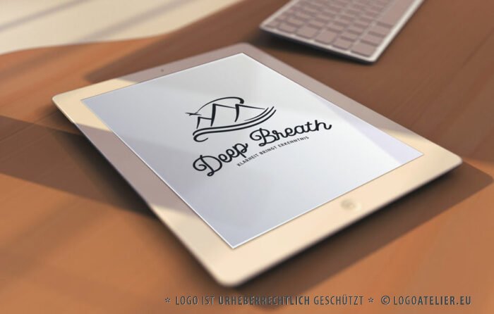 Durchatmen Logo Gipfel Meer Vogel Adler Sinn des Lebens Klarheit Erkenntnis Berge Urlaub Erholung Weisheit Entspannung Wichtiges Identität Ziele Freiheit Fertiges Logo kaufen Logoshop Logoatelier.de