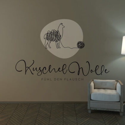 Logo Alpaka Wolle Lama Wolle Kuschel Flauschig Gezeichnet Abenteuer Tiere Ruhe Glück Gelassenheit Innere Balance Spucken Fertiges Logo kaufen Logoshop Logoatelier.eu
