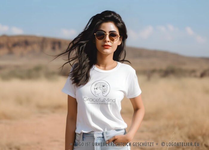 Logo Anmut Intelligenz Schönheit Geist Verstand Wortgewandt Ausdruckskraft Freiheit Gedanken Blumen Frau Woman Frauenlogo Intellekt Stärke Weisheit Fertiges Logo kaufen Logoshop LogoAtelier.eu