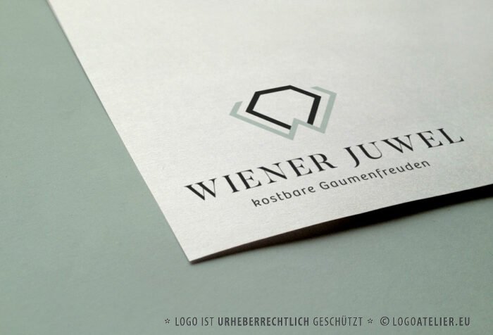 Logo Diamant Buchstabe W Restaurant Juwel Kostbar Gaumenfreude Genuss Essen Edel Hochwertig Geschmackvoll Sinne Kulinarik Wien Teller Fertiges Logo kaufen Logoshop LogoAtelier.eu