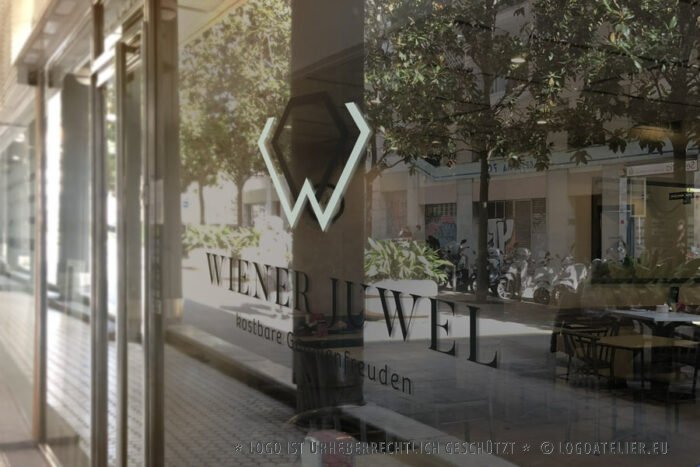 Logo Diamant Buchstabe W Restaurant Juwel Kostbar Gaumenfreude Genuss Essen Edel Hochwertig Geschmackvoll Sinne Kulinarik Wien Teller Fertiges Logo kaufen Logoshop LogoAtelier.eu