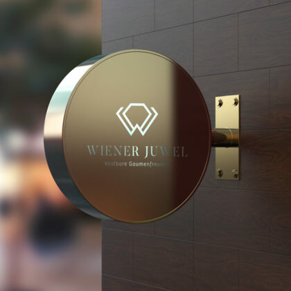 Logo Diamant Buchstabe W Restaurant Juwel Kostbar Gaumenfreude Genuss Essen Edel Hochwertig Geschmackvoll Sinne Kulinarik Wien Teller Fertiges Logo kaufen Logoshop LogoAtelier.eu