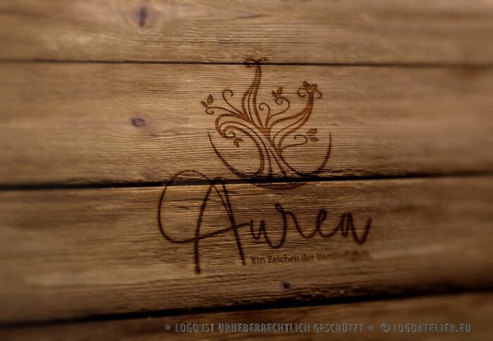 Logo Goldener Baum Beständig Aurea Eiche Transformation Spirit Wachstum Ewig Natur Wunder Kraftvoll Emotionen Seele Bewusstsein Spirituell Fertiges Logo kaufen Logoshop Logoatelier.eu