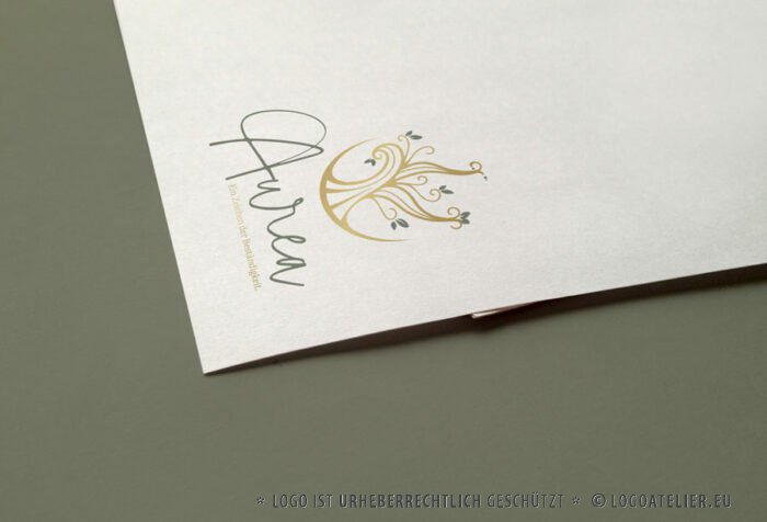 Logo Goldener Baum Beständig Aurea Eiche Transformation Spirit Wachstum Ewig Natur Wunder Kraftvoll Emotionen Seele Bewusstsein Spirituell Fertiges Logo kaufen Logoshop Logoatelier.eu