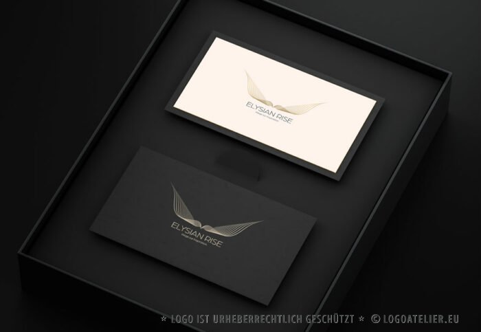 Logo Aufstieg Erhebung Fliegen Leicht Golden Inspiration Flügel Vogel Flugzeug Schmetterling Adler Sicherheit Fertiges Logo kaufen Logoshop Logoatelier.eu