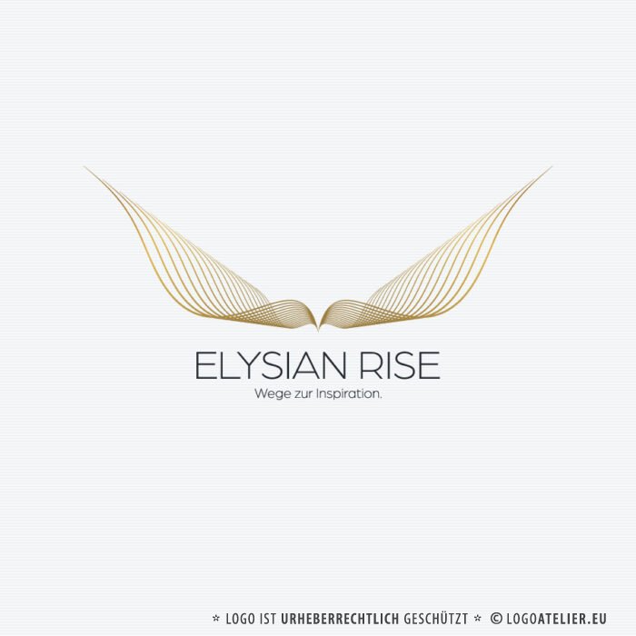 Logo Aufstieg Erhebung Fliegen Leicht Golden Inspiration Flügel Vogel Flugzeug Schmetterling Adler Sicherheit Fertiges Logo kaufen Logoshop Logoatelier.eu