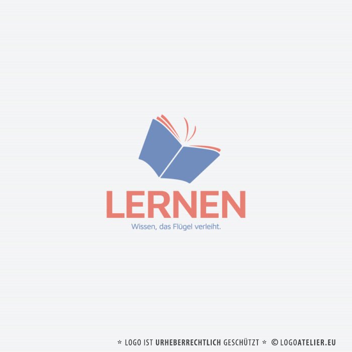 Logo Buch Schmetterling Leichter Lernen Bildung Fliegen Lesen Nachhilfe Schulen Fertiges Logo kaufen LogoShop LogoAtelier