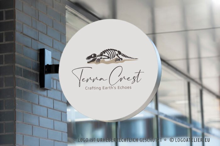 Logo Fossilien Dinosaurier Terra Erde Boden Beständigkeit Markant Fossil Wertvoll Vergangenheit Echos Fertiges Logo kaufen Logoatelier.eu