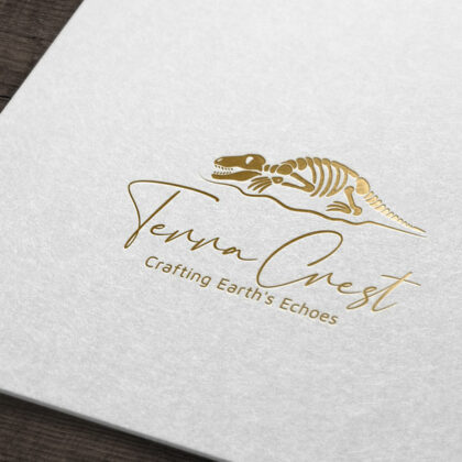 Logo Fossilien Dinosaurier Terra Erde Boden Beständigkeit Markant Fossil Wertvoll Vergangenheit Echos Fertiges Logo kaufen Logoatelier.eu