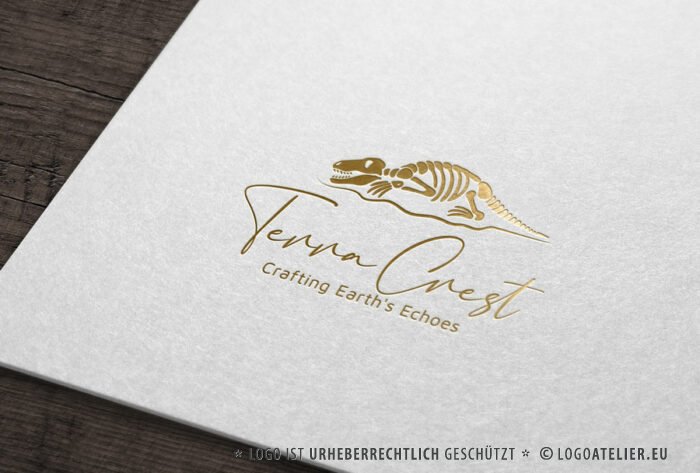 Logo Fossilien Dinosaurier Terra Erde Boden Beständigkeit Markant Fossil Wertvoll Vergangenheit Echos Fertiges Logo kaufen Logoatelier.eu